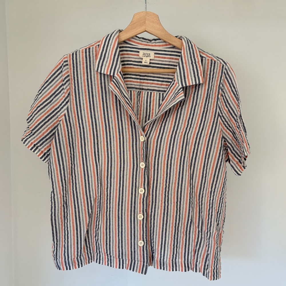 Ana Striped Collared Shirt Size Medium
